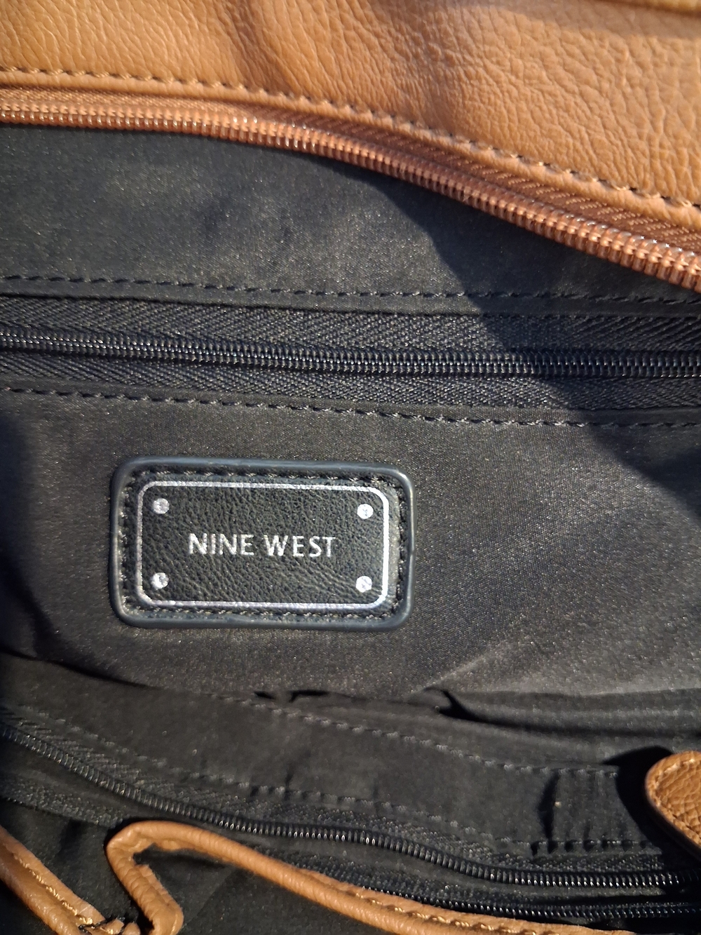 Nine West Black & White Woven Tote with Tan Trim - Picture 4 of 5